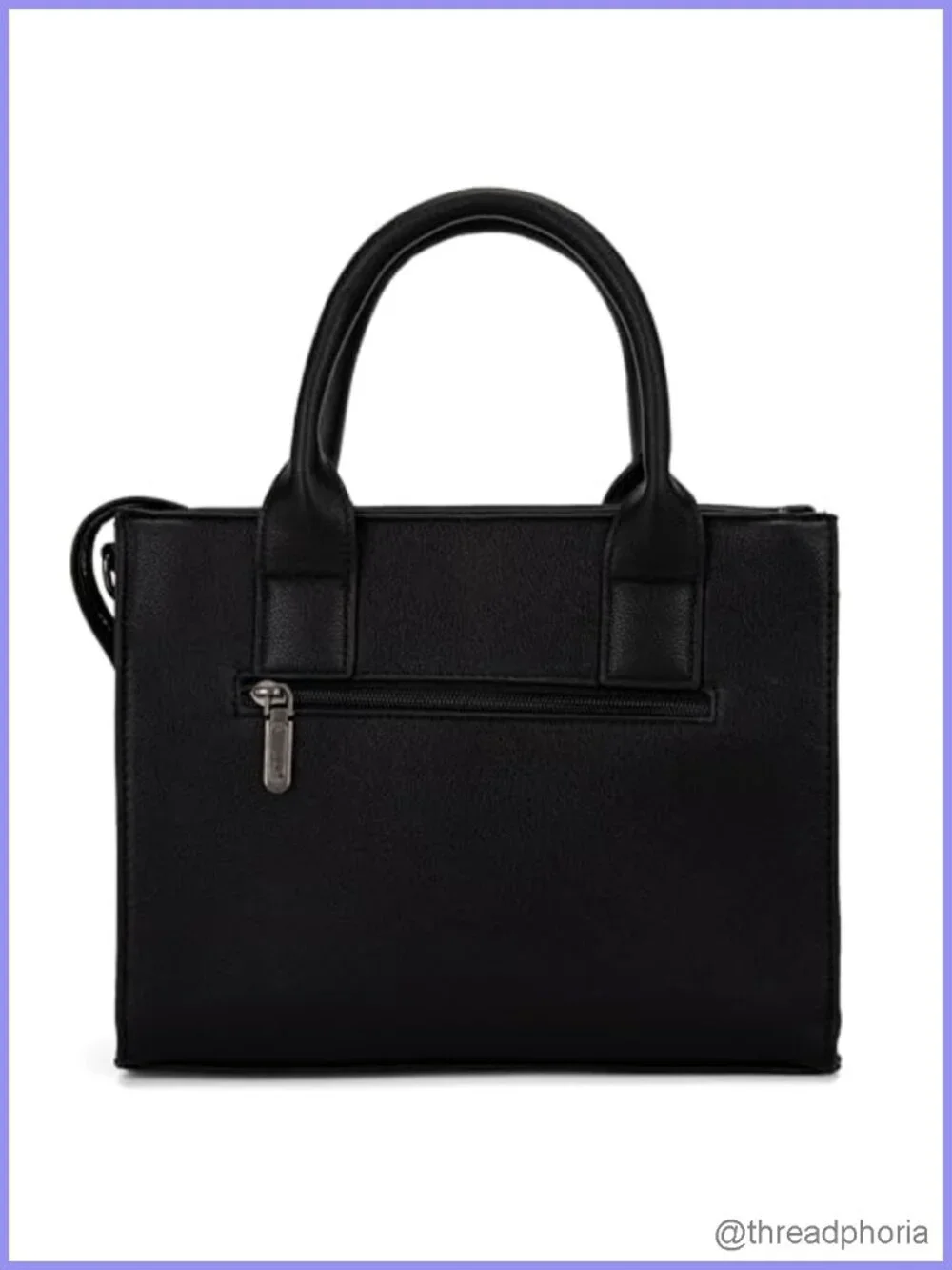 Whipstitch Tote Bag Satchel Zipper Top-handle Purse with Detachable Strap